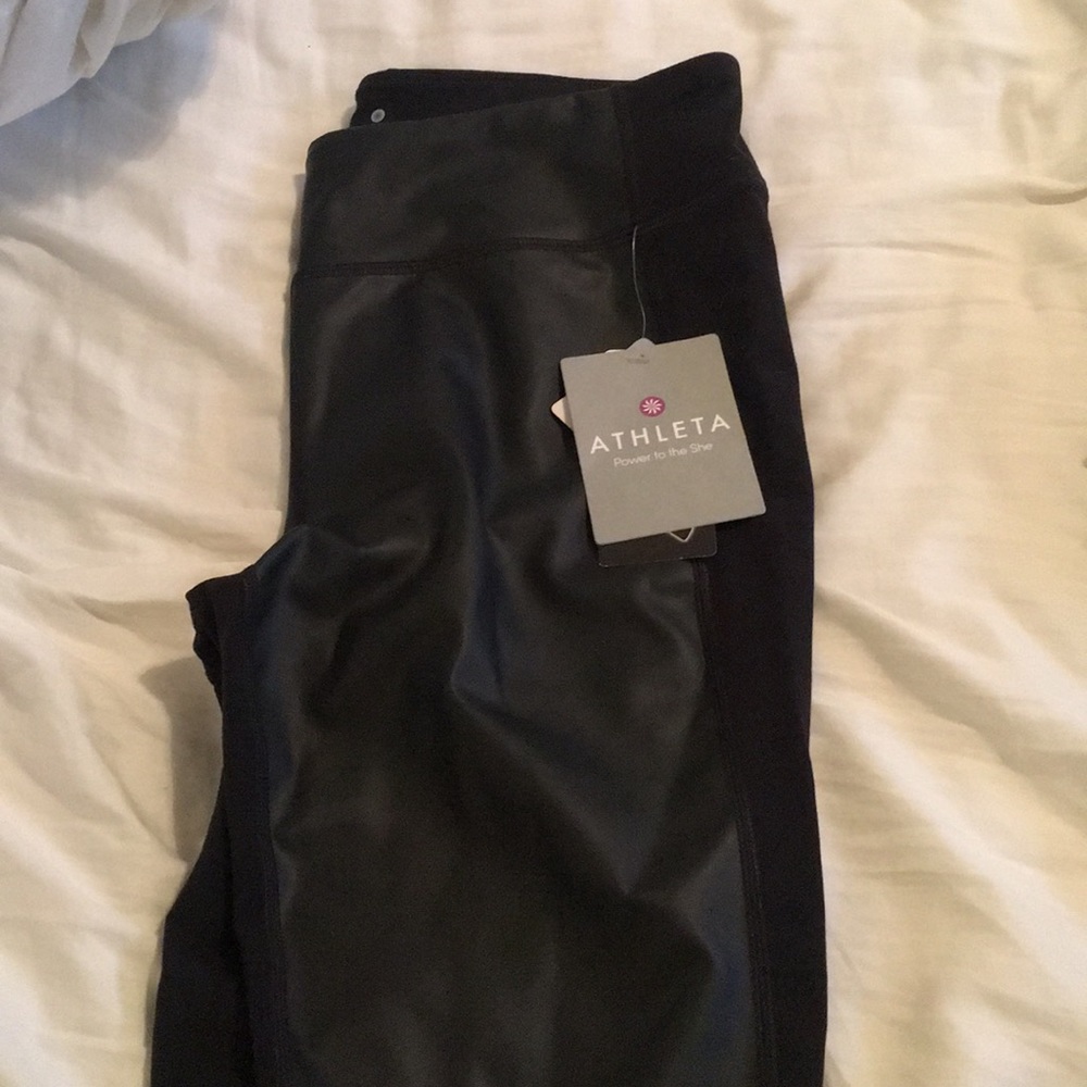 Black and pleather athletic leggings